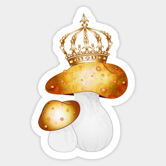 royal mushroom with a large golden crown Sticker by Kisho